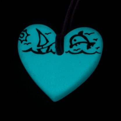 Collar Corazón Delfín Azul Brillando