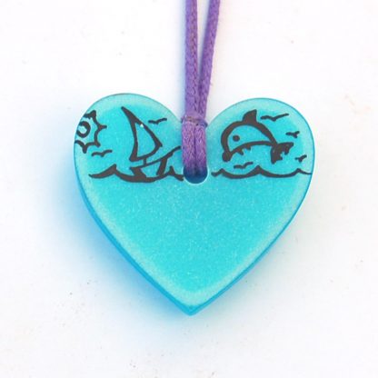 Collar Corazón Delfín Azul