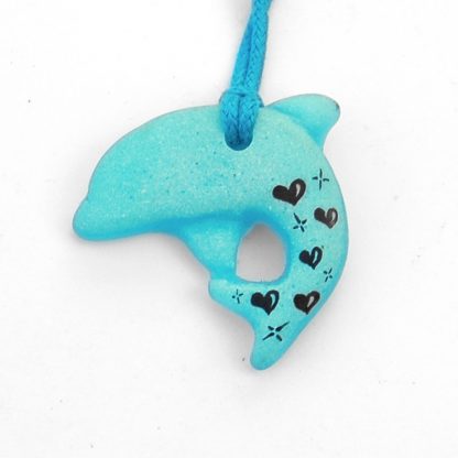 Collar Delfín Corazones Azul
