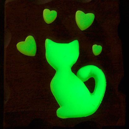 Cuadro Gato amoroso Verde Brillando